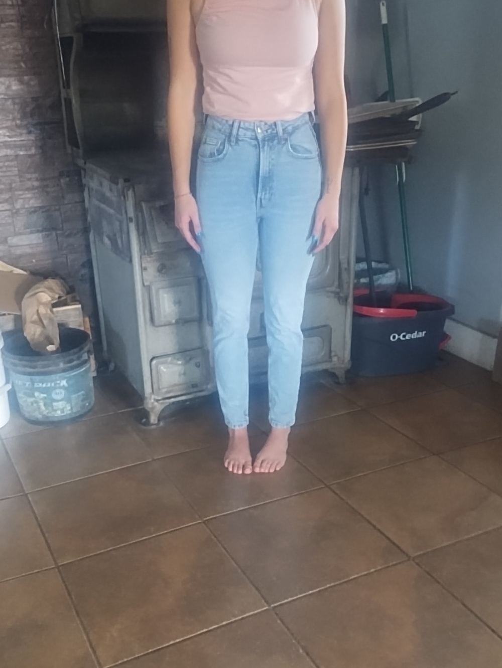 Zara High-Rise Light Blue Mom Jeans